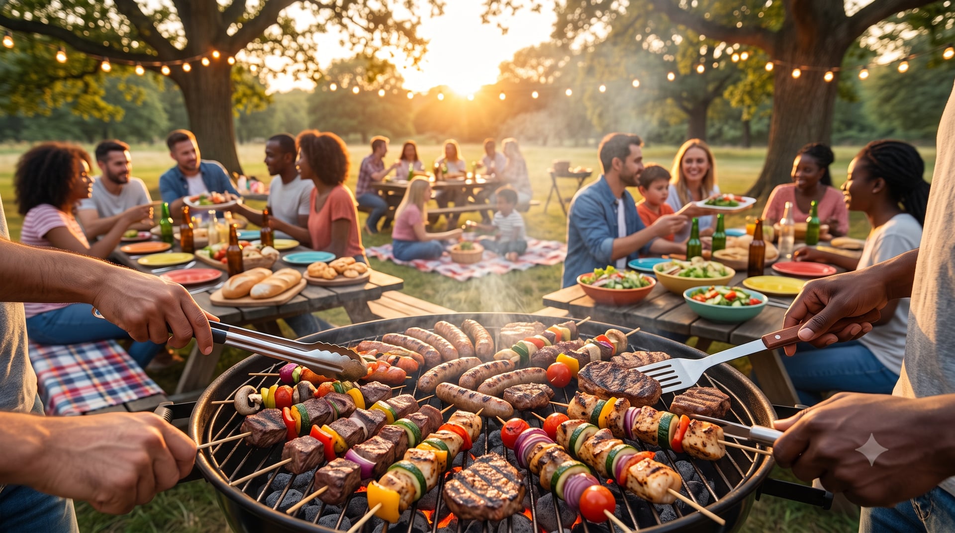Grill z warzywami i mięsem na ruszcie